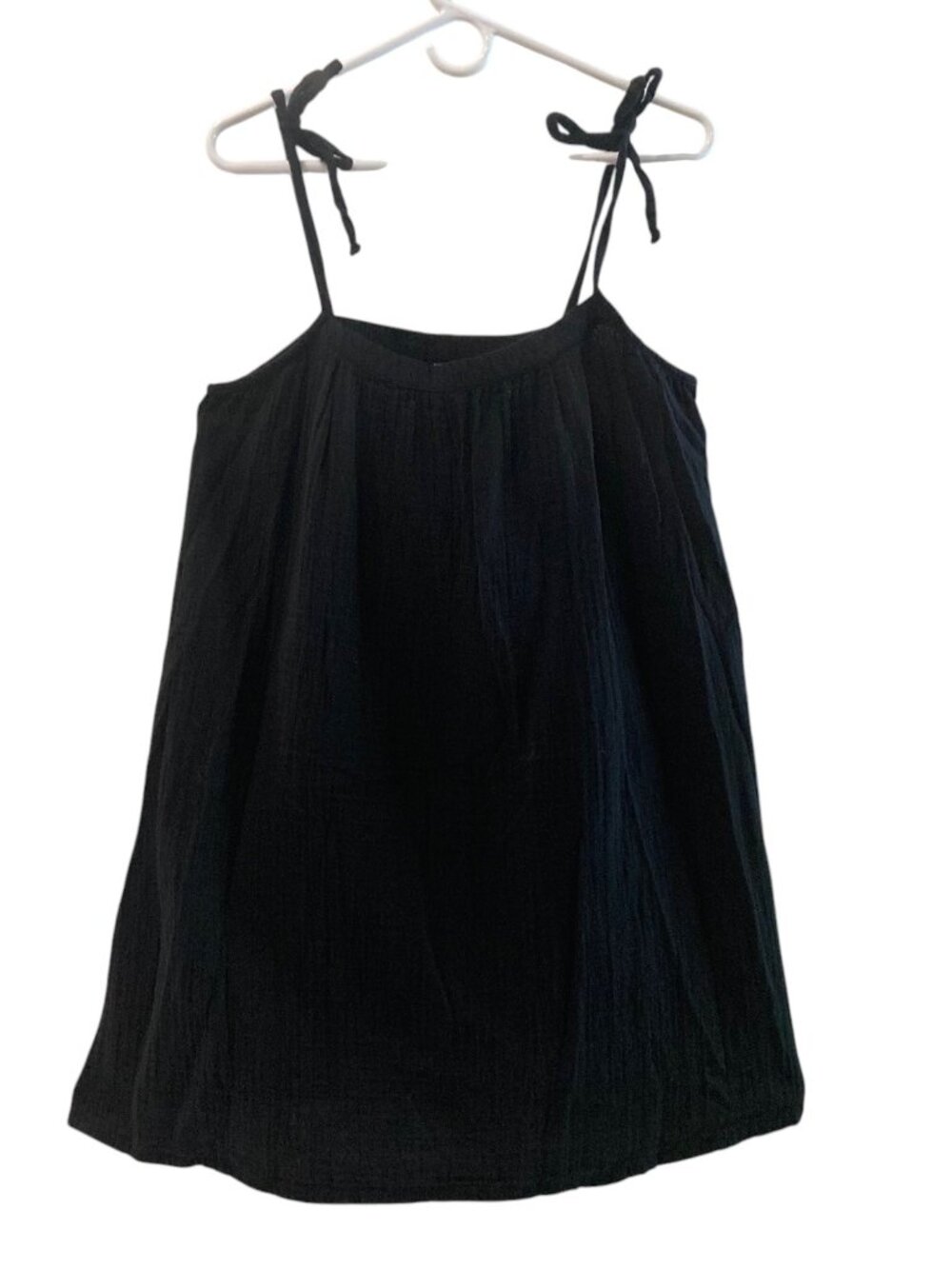 Women's OLD NAVY Cotton Tie-Strap Mini Summer Dress Sundress BLACK Size Large